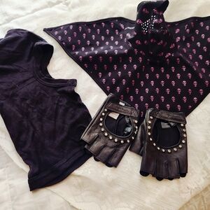 Harley-Davidson Black Studded Gloves, Skull Bandana Facemask and Baklava